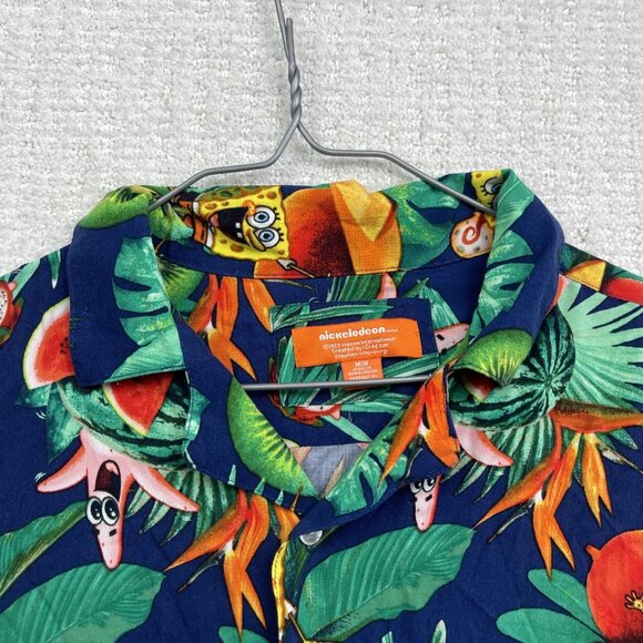 Spongebob SquarePants Hawaiian Fruits Funky Floral AOP Shirt MenSz M Button Up - Picture 6 of 9